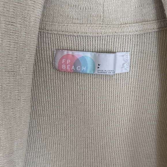 Free People Beach Ladies Light Tan/Green Long Cardigan-S - Picture 2 of 11